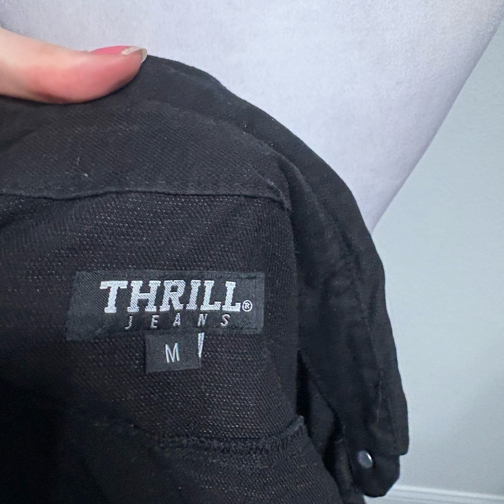 đź–¤Thrill Black Distressed Jean Jacketđź–¤ - Picture 2 of 5